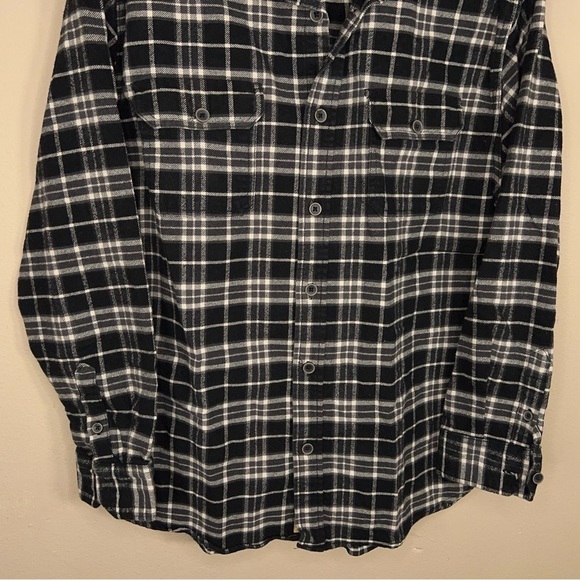 LARGE JACHS MENS THICK FLANNEL BUTTON FRONT SHACKET BLACK WHITE COTTON - Picture 2 of 16